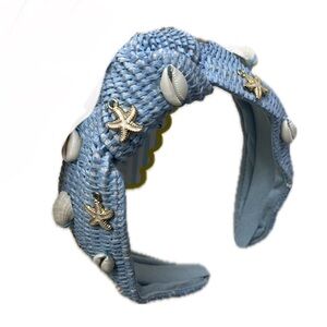 Blue Woven Headband with Seashell Accents